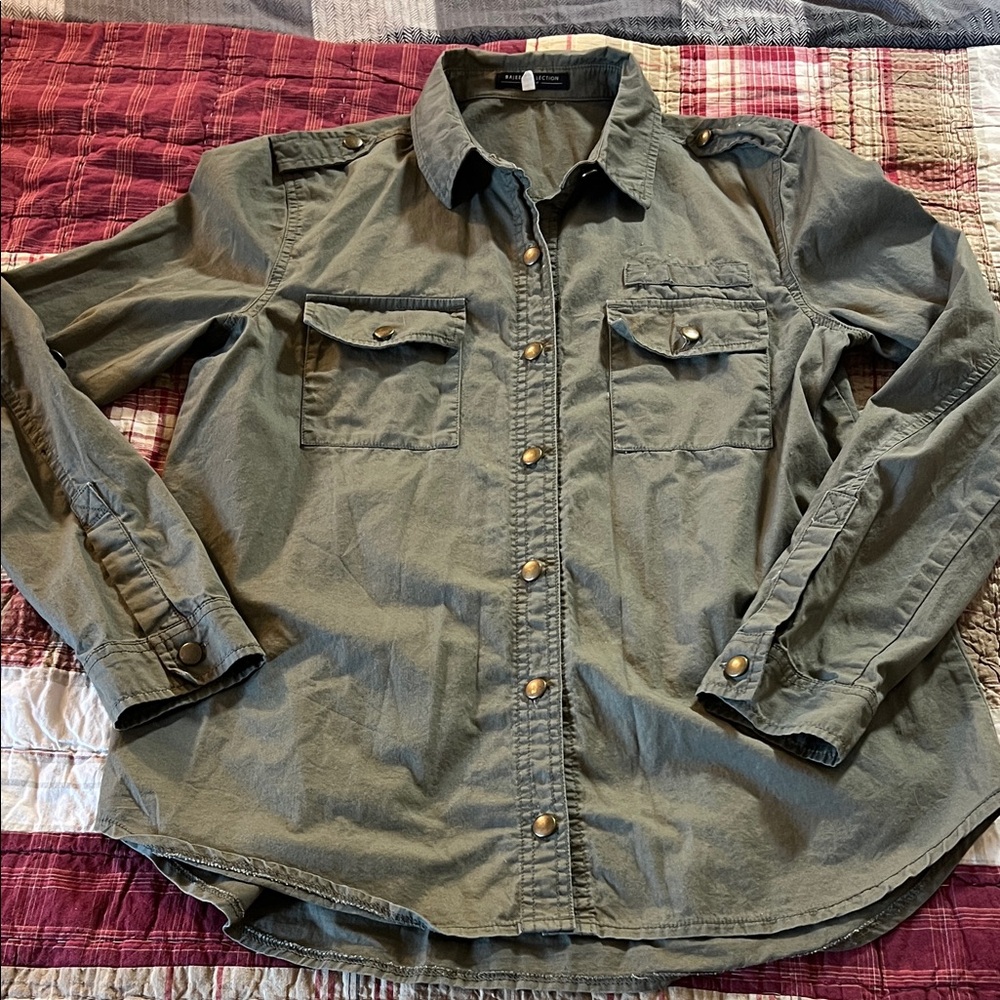 Olive Button Down Shirt for Women